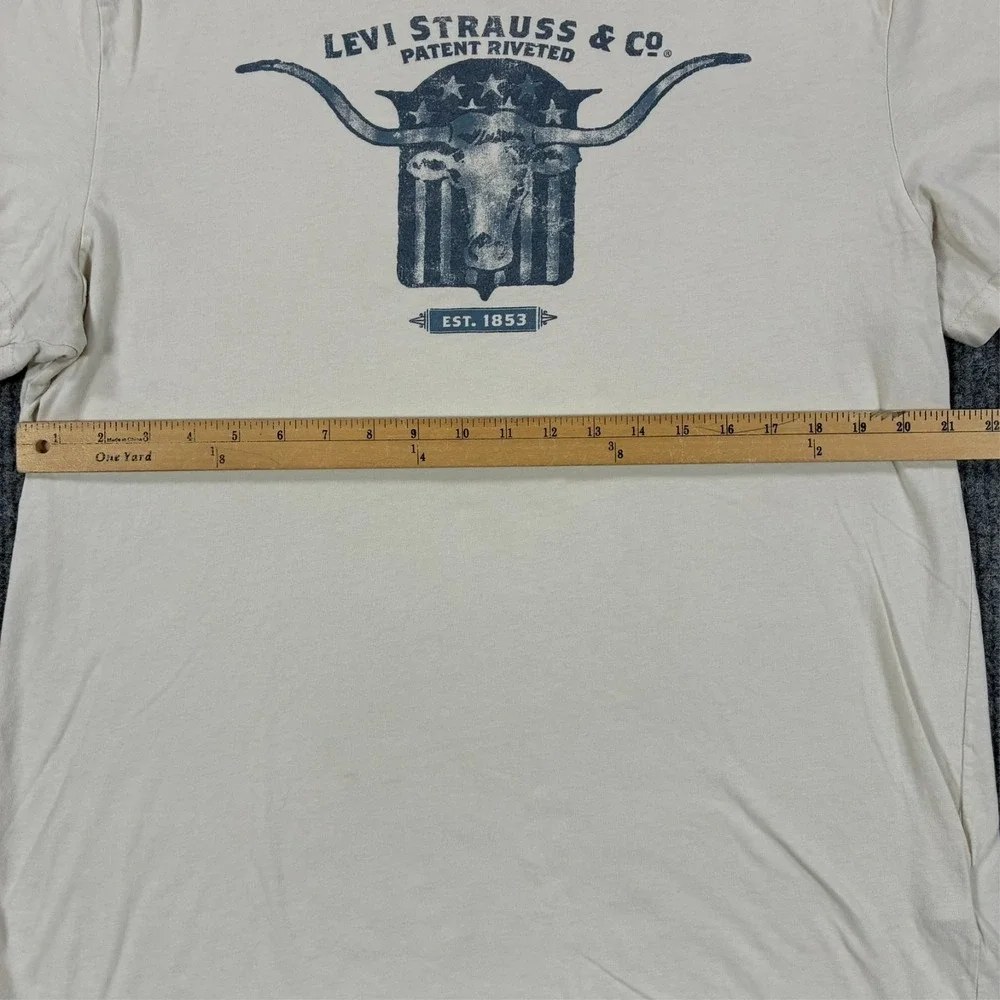 Levi's Longhorn Graphic T Shirt Mens XL Beige Western Cowboy Ranch Logo Tee